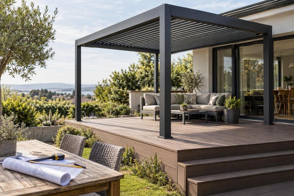 Så planerar du en pergola på trädäck eller komposittrall