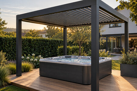 Pergola över spabad: mått, ventilation och väderskydd