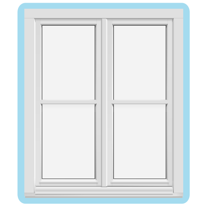 Inåtgående fönster | 2 bågar med 1 horisontal spröjs