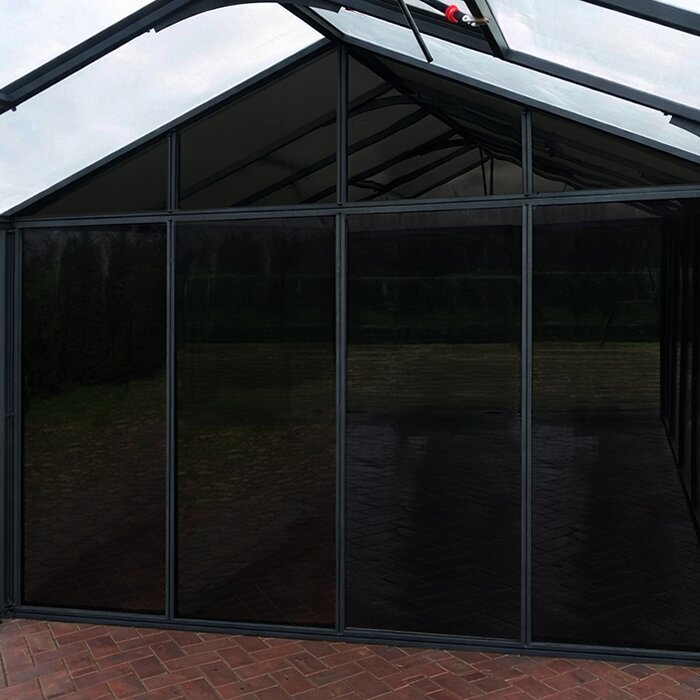 Växthus i aluminium med förråd